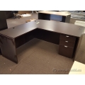 Espresso Single Pedestal Bow Front L Suite Desk